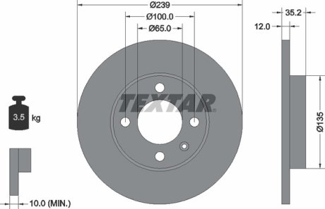 Диск тормозной TEXTAR 92010603