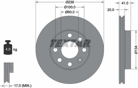 Диск тормозной TEXTAR 92029603