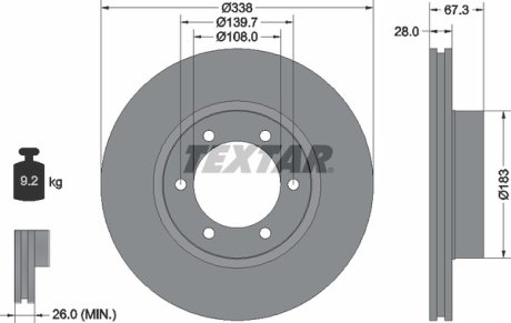 Диск гальмівний TEXTAR 92137303