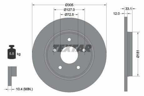 TARCZA HAM. FIAT T. FREEMONT 2,0 JTD/2,4-3,6 11- TEXTAR 92181005