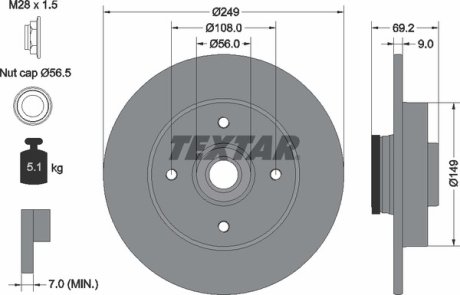 Диск тормозной TEXTAR 92202103