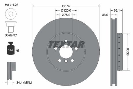 Диск тормозной TEXTAR 92266025