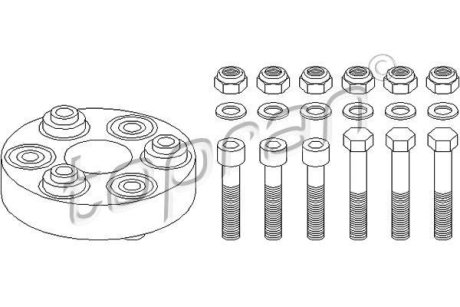 Муфта кардана еластична MB C-class (W202)/E-class (W124) 93-00 (к-кт з болтами) TOPRAN / HANS PRIES 400249