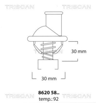 Термостат 92°C Opel Omega 1.8/1.8i TRISCAN 86205892