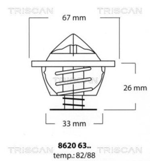 Термостат 80C Bmw/Ford Galaxy/VW Bora,Golf IV,Passat,T IV 2.3-2.8 V6 97/08- TRISCAN 86206382