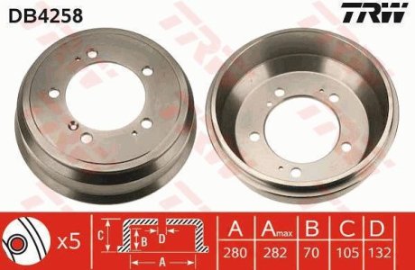 - Гальмівний барабан TRW DB4258