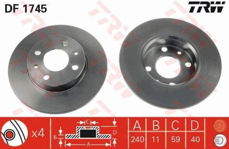 Гальмiвнi диски TRW DF1745