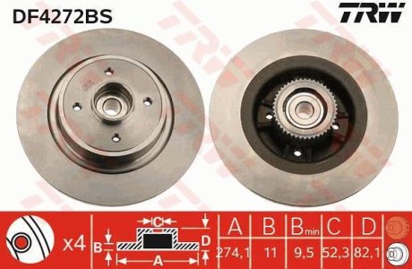 - Гальмівний диск TRW DF4272BS