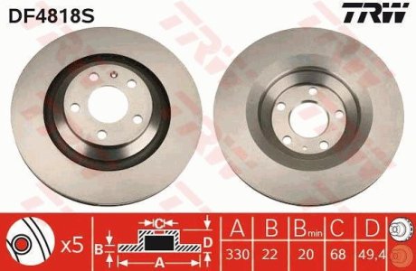 Brake disk TRW DF4818S (фото 1)