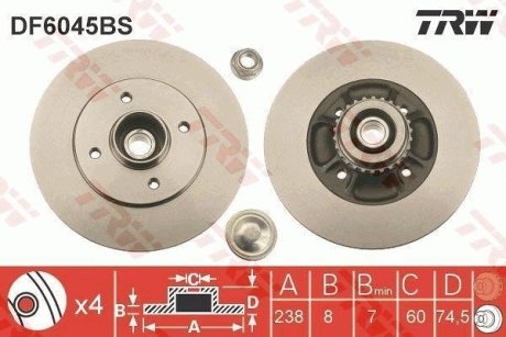 Тормозные диски с подшипником TRW DF6045BS