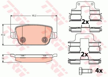 Комплект тормозных колодок, дисковый тормоз TRW GDB1709