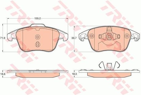 Комплект тормозных колодок, дисковый тормоз TRW GDB2025