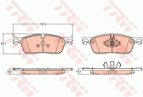 Комплект гальмівних колодок з 4 шт. дисків TRW GDB2119