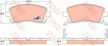 Колодки тормозные SUBARU Forester/Impreza/Impreza Estate/Wagon (Plus)/Legacy/Legacy Estate/ TRW GDB3217