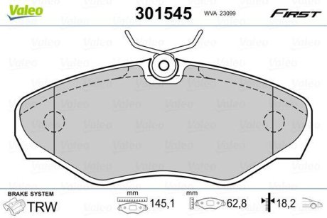 Колодки тормозные Valeo 301545