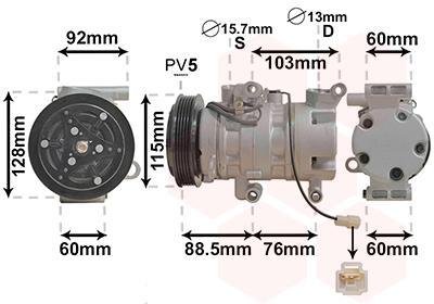 Компресор кондиціонера MAZDA 3 10/03 > 09 (вир-во) Van Wezel 2700K251