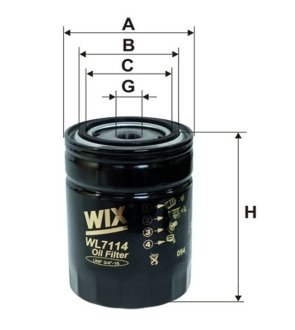 Фильтр масляный WIX FILTERS WL7114