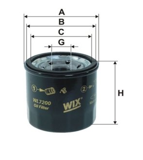 Фильтр масляный Ford/Honda/Hyundai/Infiniti/John Deere/Kia/Kubota WIX WIX FILTERS WL7200