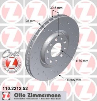 Диск тормозной ZIMMERMANN 110.2212.52