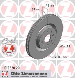 Диск тормозной ZIMMERMANN 110.2220.20