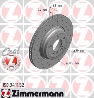 Диск тормозной ZIMMERMANN 150.3411.52