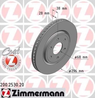 Диск тормозной (передний) Nissan Navara/ Pathfinder III 05- (296x28) ZIMMERMANN 200253020