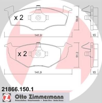 Гальмівні колодки дискові ZIMMERMANN 218661501 (фото 1)