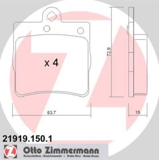 Колодки гальмівні (задні) MB (W202/203/208/210) 93-11 (Ate-Teves) ZIMMERMANN 219191501