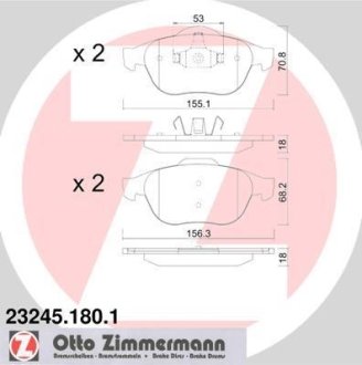 Колодки тормозные (передние) Renault Laguna II 01-07 (Ate-Teves) ZIMMERMANN 232451801