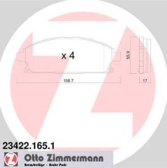 Колодки тормозные (передние) Nissan X-Trail 01-13/Pathfinder 97-04 (Sumitomo) ZIMMERMANN 234221651