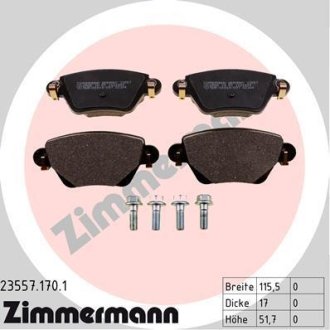 Колодки тормозные (задние) Renault Kangoo 4x4/Ford Mondeo III 01- (Bendix-Bosch) ZIMMERMANN 235571701