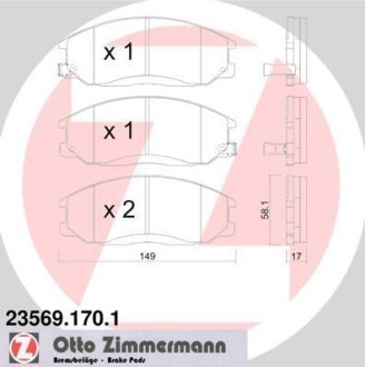 Гальмівні колодки дискові передні ZIMMERMANN 235691701 (фото 1)