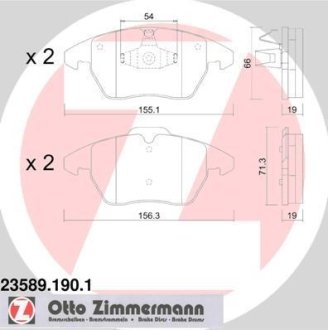 Колодки гальмівні (передні) Citroen C4/Peugeot 307 03- (Ate-Teves) ZIMMERMANN 235891901