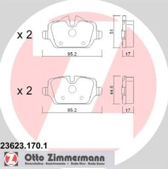 Колодки тормозные (задние) BMW 3 (E90/E92) 04-11/1 (E81/82/87) 03-13 (Lucas-Girling) ZIMMERMANN 23623.170.1