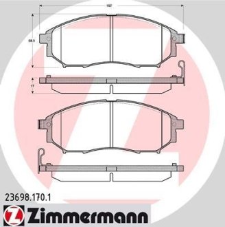 Колодки тормозные (передние) Renault Koleos 2.0/2.5 08-/Infiniti FX 3.5 02- (Sumitomo) ZIMMERMANN 23698.170.1