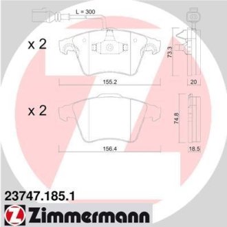 Колодки тормозные (передние) VW Touareg 2.5TDI 03-10 (Ate-Teves) (с датчиком) ZIMMERMANN 237471851