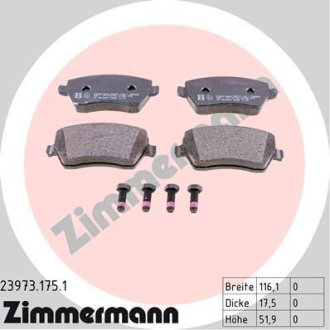 Колодки тормозные (передние) Renault Kangoo 08-/Megane IV 15-/Zoe 12- (Lucas) ZIMMERMANN 239731751