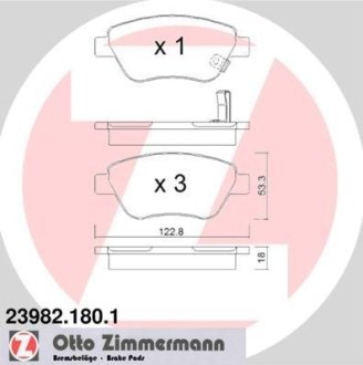 Тормозные колодки дисковые передние ZIMMERMANN 239821801