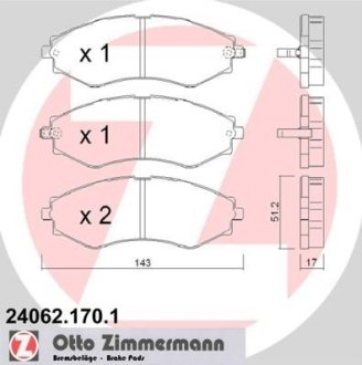 Тормозные колодки дисковые передние ZIMMERMANN 240621701