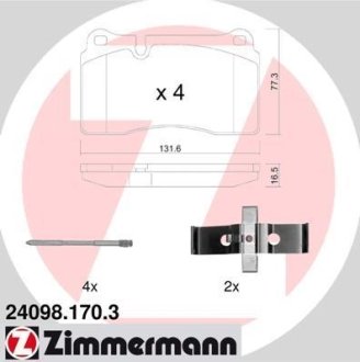 Колодки тормозные (передние) VW Touareg 02- (Brembo) (с аксессуарами) ZIMMERMANN 240981703