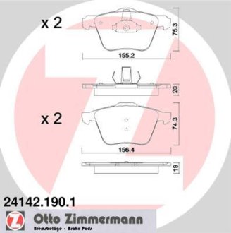 Колодки гальмівні дискові, к-кт ZIMMERMANN 241421901