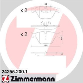 Колодки гальмівні (передні) BMW 3 (E90/E91) 04-13/X1 (E84) 09-15 (Ate - Teves) ZIMMERMANN 24255.200.1