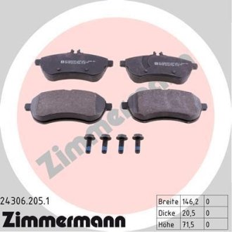 Колодки тормозные (передние) MB C-class (S204/W204)/E-class (S212/W212) 07- (Lucas) ZIMMERMANN 24306.205.1