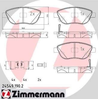 Гальмівні колодки дискові з аксесуарами передні ZIMMERMANN 245491902