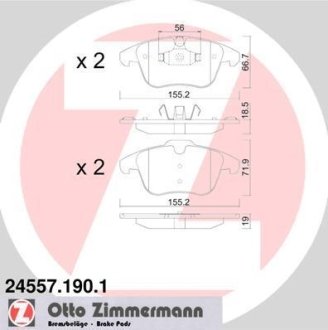 Колодки гальмівні (передні) Citroen C4 06-/Peugeot 5008 09-17 (Ate-Teves) ZIMMERMANN 24557.190.1