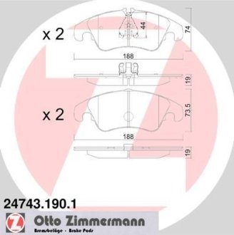 Колодки гальмівні (передні) Audi A4 07-18/A5 07-/Q5 13-17 (LUCAS-GIRLING) ZIMMERMANN 24743.190.1