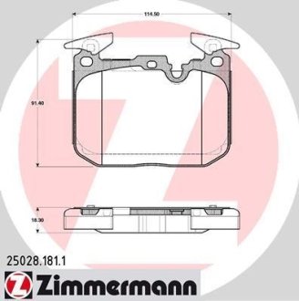 Колодки тормозные (передние) BMW 1 (F20/F21)/2 (F22/F44-F46/F87)/3 (F30/F31/F34/F80)/4 (F32/F36) 11- ZIMMERMANN 25028.181.1