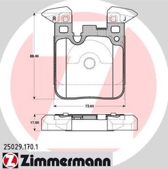 Колодки тормозные (задние) BMW 1 (F20/F21)/ 3 (F30/F31/F34) 11- (Brembo) B37/B47/N13/N47/N55 ZIMMERMANN 25029.170.1