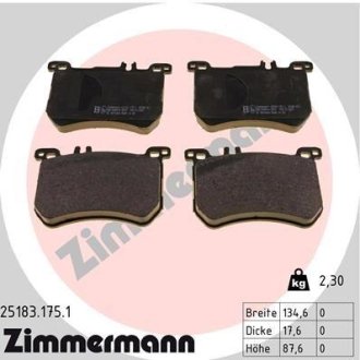 Колодки тормозные (передние) MB S-class (W222,V222,X222)/SL-class (R231) 12- (Brembo) ZIMMERMANN 25183.175.1