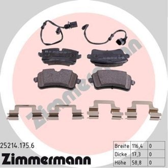 Колодки тормозные (задние) Audi A8 09- / A7 Sportback 13-18 (Lucas) (с датчиками) ZIMMERMANN 252141756